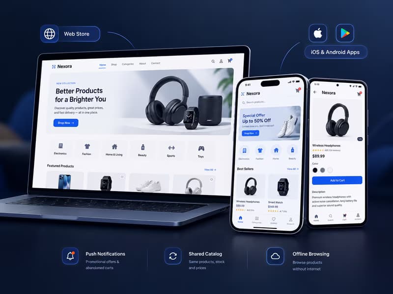 Interface de l'application mobile d'achat e-commerce de Hamo Engineering